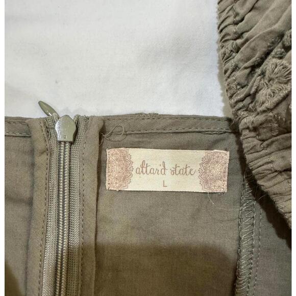 Altar’d State Olive Green Floral Embroidered Ruffle Corset Mini Dress Size Large - Picture 7 of 9